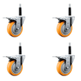 thumbnail image 1 of 4 Inch 316SS Yellow Poly Swivel 3/4 Inch Expanding Stem Caster Set Lock Brake, 1 of 1