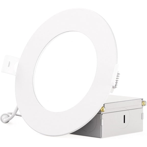 Infibrite 4” LED Light Fixture, Dimmable Thin Recessed Flush Mount Ceiling Light, Cool White, 6 Pack