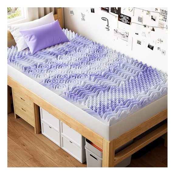 4 Inch 7-Zone Twin Memory Foam Mattress Topper, Cooling Gel Infused Foam Mattress Pad, Twin Size Bed, Certified, Dorm Room