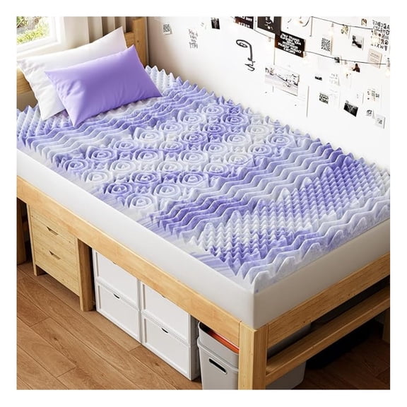 4 Inch 7-Zone Twin Memory Foam Mattress Topper, Cooling Gel Infused Foam Mattress Pad, Twin Size Bed, Certified, Dorm Room