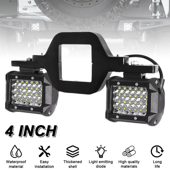 4-Inch 72W LED Work Light & Reverse Lights Mount Kit, Durable Waterproof 6000K Flood Spot Combo Backup Lights Easy Installation for Truck SUV Trailer Rvs Shockproof