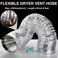 thumbnail image 1 of 4 Inch 8 Feet Non-Insulated Air Aluminum Foil Ducting Dryer Vent Hose For Hvac, 1 of 6