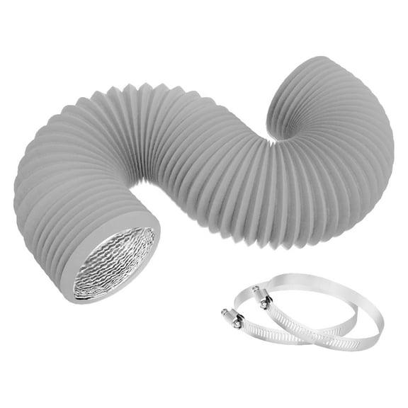 4 Inch 8FT Dryer Vent Hose,Flexible Insulated Air Ducting,Vent Hose PVC Aluminum Foil with 2 Clamps for HVAC Ventilation(Grey)