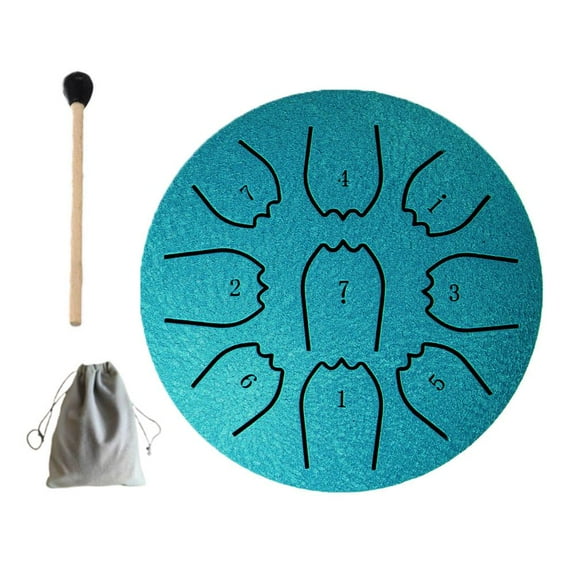 4 Inch 9-Note Steel Tongue Drum Kit with Mallets & Carry Bag, Mini Handpan Percussion for Meditation, Yoga, Sound Healing, Relaxation & Musicians, Navy