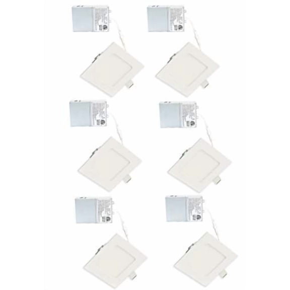 4-Inch 9W 120V Square Recessed Ultra Thin Ceiling LED Panel Downlight Light Dimmable Retrofit Slim Wafer IC Rated ETL Energy Star Air Tight 750 Lumens (5000k Daylight, 6 Pack)