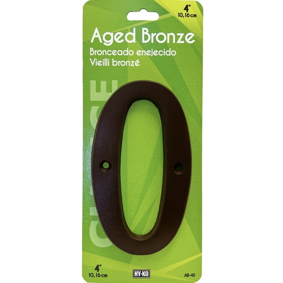 HY-KO 4" Aged Bronze Metal House Number 0