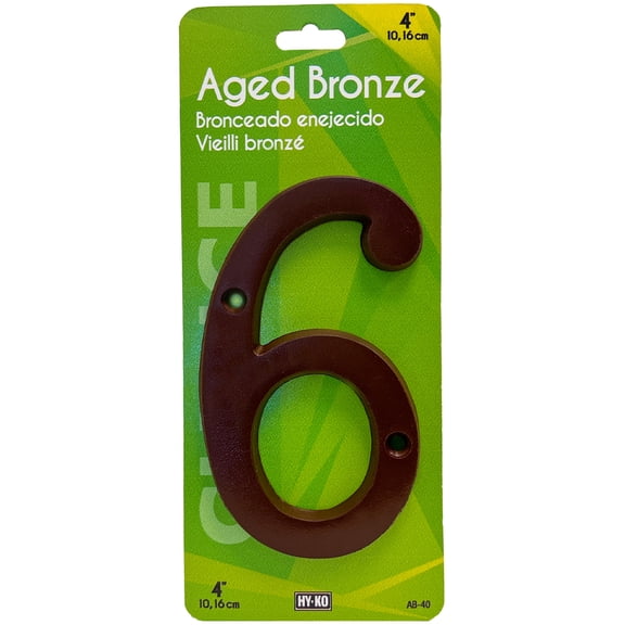 HY-KO 4" Aged Bronze Metal House Number 6