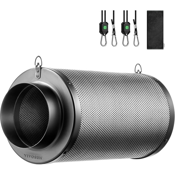 4 Inch Air Carbon Filter Smelliness Control with Australia Virgin Charcoal for Inline Fan, Grow Tent Smelliness Scrubber, Pre-Filter Included, Reversible Flange 4" x 12", Black