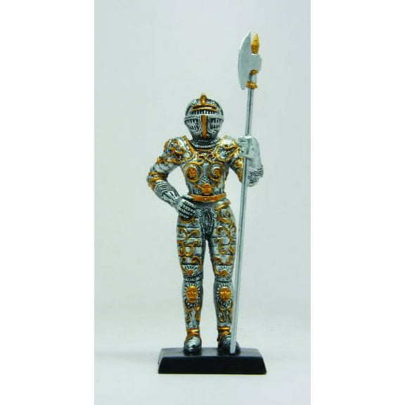 4 Inch Armored Medieval Knight with Spear Resin Statue Figurine