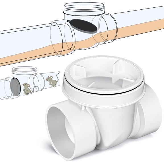 4 Inch Backwater Valve Drain Backflow Preventer Valve Prevent Sewage and Rainwater from Flowing Back(White PVC)