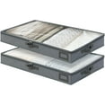 thumbnail image 1 of 4-Inch Under Bed Storage Containers (2-Pack) | Sturdy Sidewalls | Clear Cover & Label Holder | Foldable Closet Organizer | Stores Clothing/Blankets/Sweaters/Sheets, 1 of 8