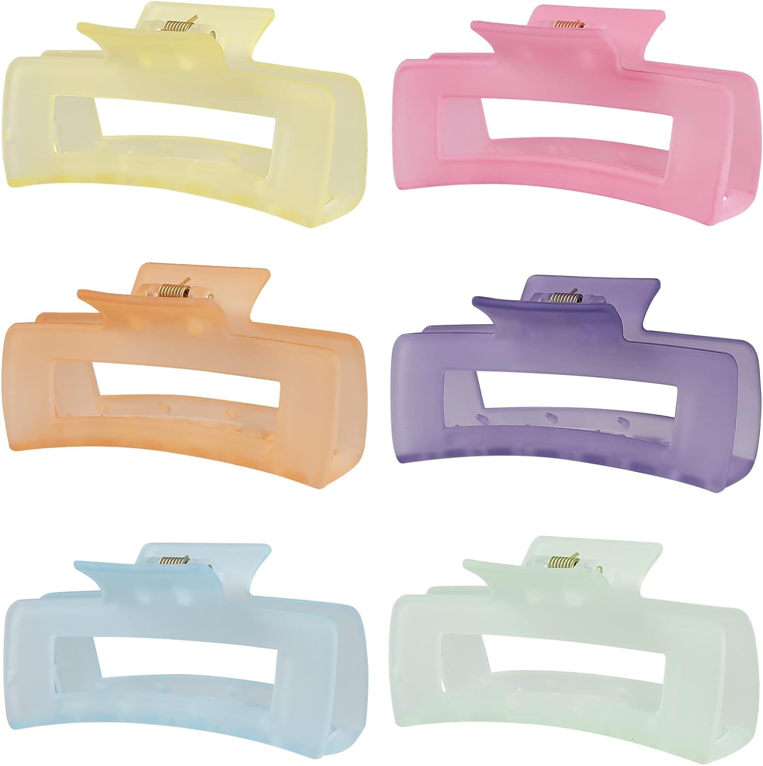 4 Inch Big Hair Clips 6 Pcs claw clips for Thick Hair Large Rectangular Claw Clips for Women and Girls Big Nonslip Acrylic Banana Jaw Clips Hair Accessories