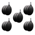 thumbnail image 1 of 4 Inch Black Heavy Duty Floor Safe Twin Wheel Caster 1/2” Threaded Stem Set of 5, 1 of 2
