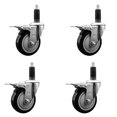 thumbnail image 1 of 4 Inch Black Poly Swivel 1-1/8 Inch Expanding Stem Caster Set Total Lock Brake, 1 of 2