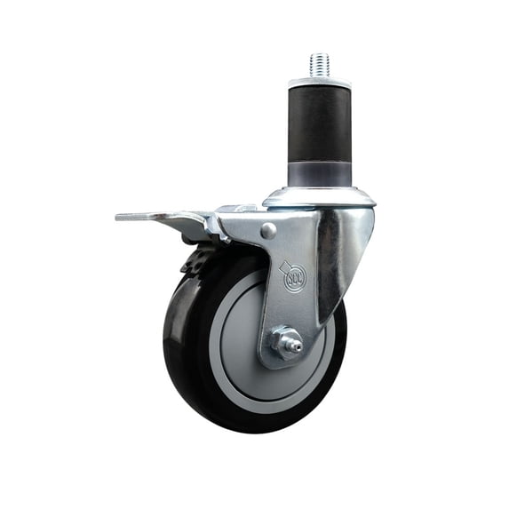4 Inch Black Poly Swivel 1-5/8 Inch Expanding Stem Caster Total Lock Brake SCC