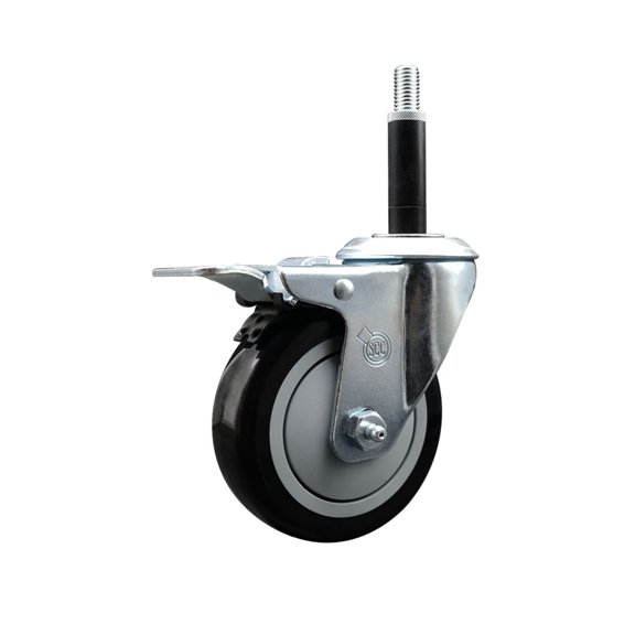 4 Inch Black Poly Swivel 3/4 Inch Expanding Stem Caster Total Lock Brake SCC