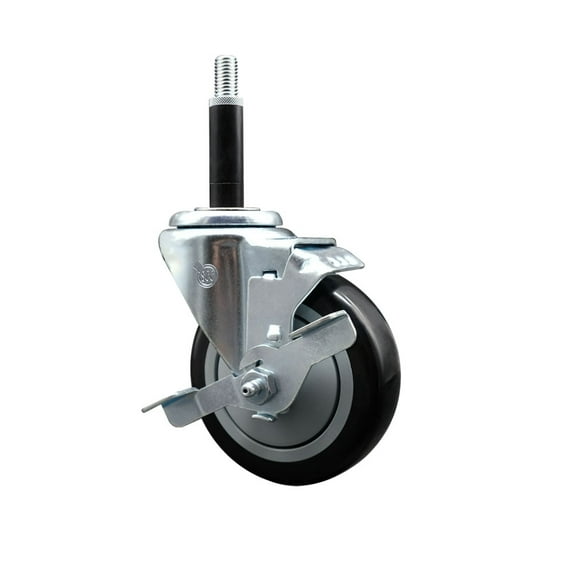 4 Inch Black Poly Swivel 3/4 Inch Expanding Stem Caster with Brake SCC