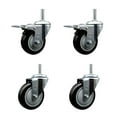 thumbnail image 1 of 4 Inch Black Poly Swivel 3/4 Inch Threaded Stem Caster Set 2 Total Lock Brakes, 1 of 2