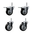 thumbnail image 1 of 4 Inch Black Poly Swivel 5/8 Inch Threaded Stem Caster Set 2 Total Lock Brakes, 1 of 2