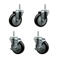 thumbnail image 1 of 4 Inch Black Poly Wheel Swivel 3/4 Inch Threaded Stem Caster Set 2 Brakes, 1 of 2