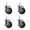 thumbnail image 1 of 4 Inch Black Poly Wheel Swivel 3/4 Inch Threaded Stem Caster Set with Brake, 1 of 2