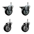thumbnail image 1 of 4 Inch Black Poly Wheel Swivel 7/16 Inch Grip Ring Stem Caster Set 2 Brakes, 1 of 2