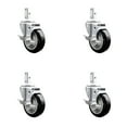 thumbnail image 1 of 4 Inch Black Poly Wheel Swivel 7/8 Inch Square Stem Caster Set with Brake SCC, 1 of 2