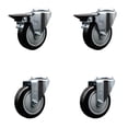 thumbnail image 1 of 4 Inch Black Poly Wheel Swivel Bolt Hole Caster Set with 2 Posi Lock Brakes SCC, 1 of 2