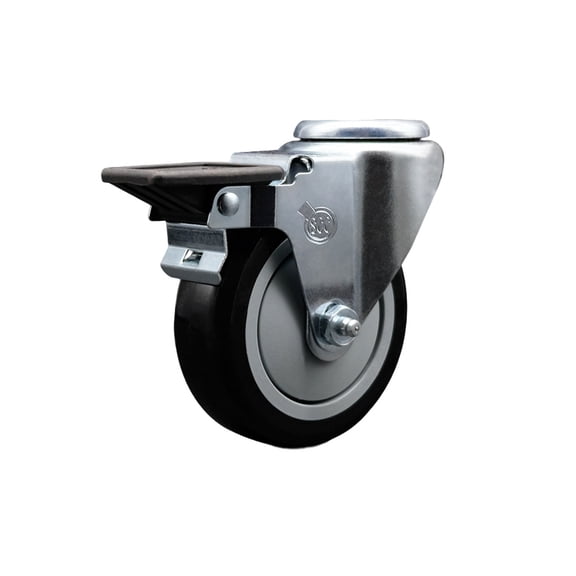 4 Inch Black Poly Wheel Swivel Bolt Hole Caster with Posi Lock Brake SCC