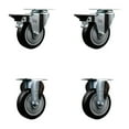 thumbnail image 1 of 4 Inch Black Poly Wheel Swivel Top Plate Caster Set with 2 Posi Brakes 2 Rigid, 1 of 2