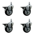 thumbnail image 1 of 4 Inch Black Polyurethane 10MM Threaded Stem Caster Set with Brake, 1 of 2