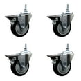 thumbnail image 1 of 4 Inch Black Polyurethane 12MM Threaded Stem Caster Set with Brake, 1 of 2