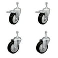thumbnail image 1 of 4 Inch Black Polyurethane Swivel 3/8 Inch Stem Caster Set 2 Total Lock Brake SCC, 1 of 2