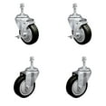 thumbnail image 1 of 4 Inch Black Polyurethane Wheel Swivel 10mm Threaded Stem Caster Set 2 Brake, 1 of 2