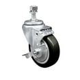thumbnail image 1 of 4 Inch Black Polyurethane Wheel Swivel 12mm Threaded Stem Caster with Brake, 1 of 2