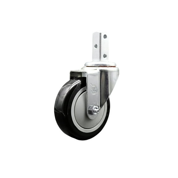 4 Inch Black Polyurethane Wheel Swivel 3/4 Inch Square Stem Caster SCC