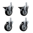 thumbnail image 1 of 4 Inch Black Polyurethane Wheel Swivel 3/4 Inch Square Stem Caster Set 2 Brakes, 1 of 2