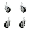thumbnail image 1 of 4 Inch Black Polyurethane Wheel Swivel 7/8 Inch Square Stem Caster Set 2 Brakes, 1 of 2