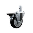 thumbnail image 1 of 4 Inch Black Polyurethane Wheel Swivel 7/8 Inch Square Stem Caster with Brake, 1 of 2