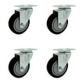 thumbnail image 1 of 4 Inch Black Polyurethane Wheel Swivel Top Plate Caster Set Service Caster, 1 of 2