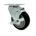thumbnail image 1 of 4 Inch Black Polyurethane Wheel Swivel Top Plate Caster with Brake SCC, 1 of 2