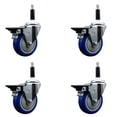 thumbnail image 1 of 4 Inch Blue Poly Swivel 7/8 Inch Expanding Stem Caster Set with Brake SCC, 1 of 2