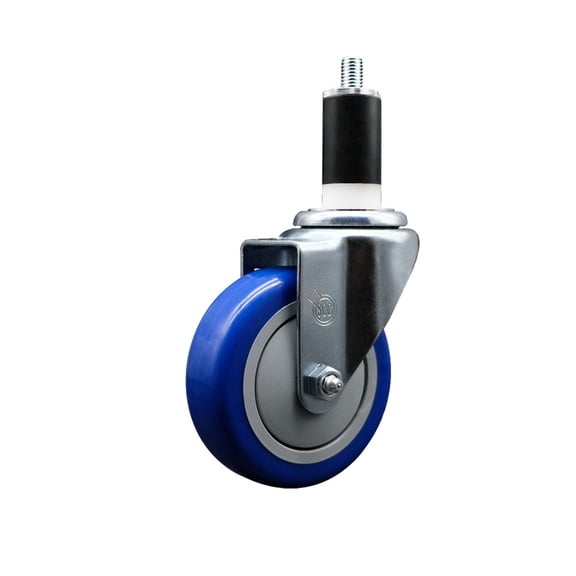 4 Inch Blue Poly Wheel Swivel 1-3/8 Inch Expanding Stem Caster SCC