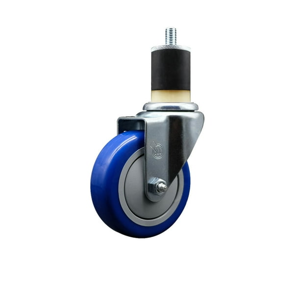 4 Inch Blue Poly Wheel Swivel 1-7/8 Inch Expanding Stem Caster SCC