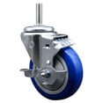 thumbnail image 1 of 4 Inch Blue Poly Wheel Swivel 5/8 Inch Threaded Stem Caster with Brake, 1 of 2
