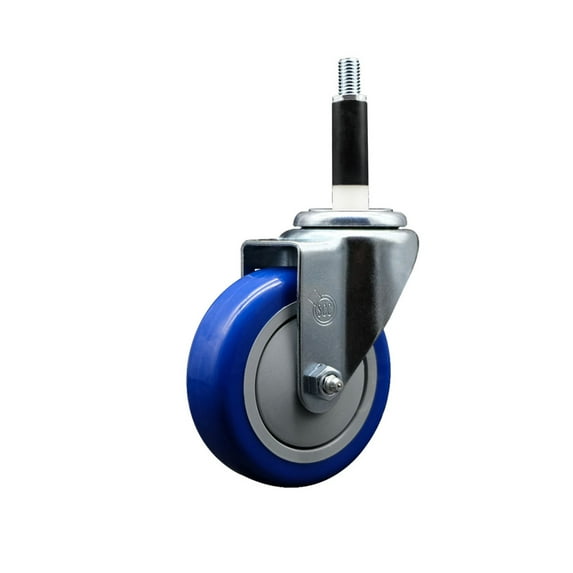 4 Inch Blue Poly Wheel Swivel 7/8 Inch Expanding Stem Caster SCC