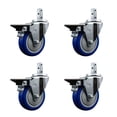 thumbnail image 1 of 4 Inch Blue Poly Wheel Swivel 7/8 Inch Square Stem Caster Set with Brake SCC, 1 of 2