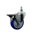 thumbnail image 1 of 4 Inch Blue Polyurethane ½ Inch Threaded Stem Caster with Brake, 1 of 2