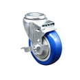 thumbnail image 1 of 4 Inch Blue Polyurethane Wheel Swivel Bolt Hole Caster with Brake SCC, 1 of 2