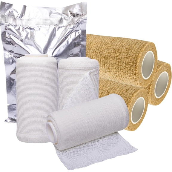 4 Inch Boot Style Bandage Gauze Dressing with Zinc Oxide [4 Inch 10 Yards] Provides Custom Compression + Self-Adhesive Overwrap (Each 3 Pack) Individually Packaged